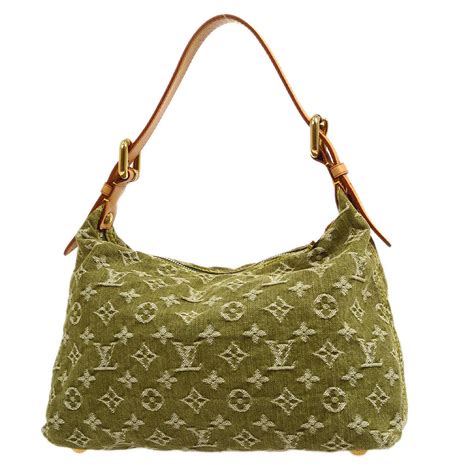 louis vuitton green denim bag